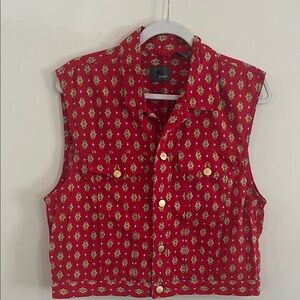Vintage Liz Claiborne Southwestern Top Vest‎ Red Bohemian L Rodeo Western Casual